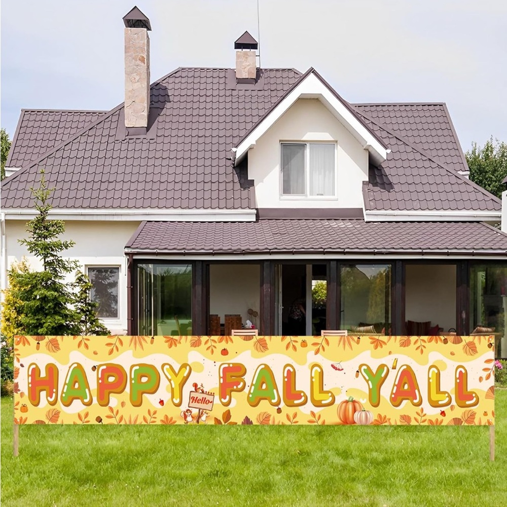 Happy Fall Y'all Banner, Hello Fall Banner, 118 x 19, Fall Outdoor Decorations,